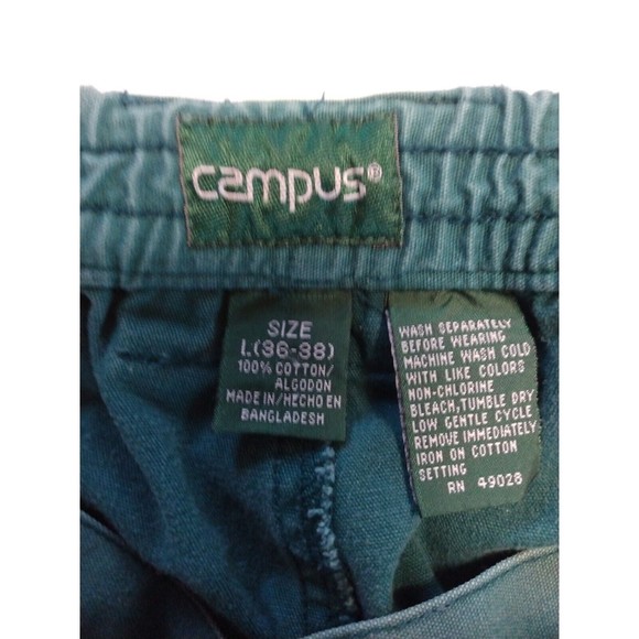 Pre Owned Campus Crew Men Shorts Color Green Size 36-38 Button Down Pockets - Picture 2 of 14
